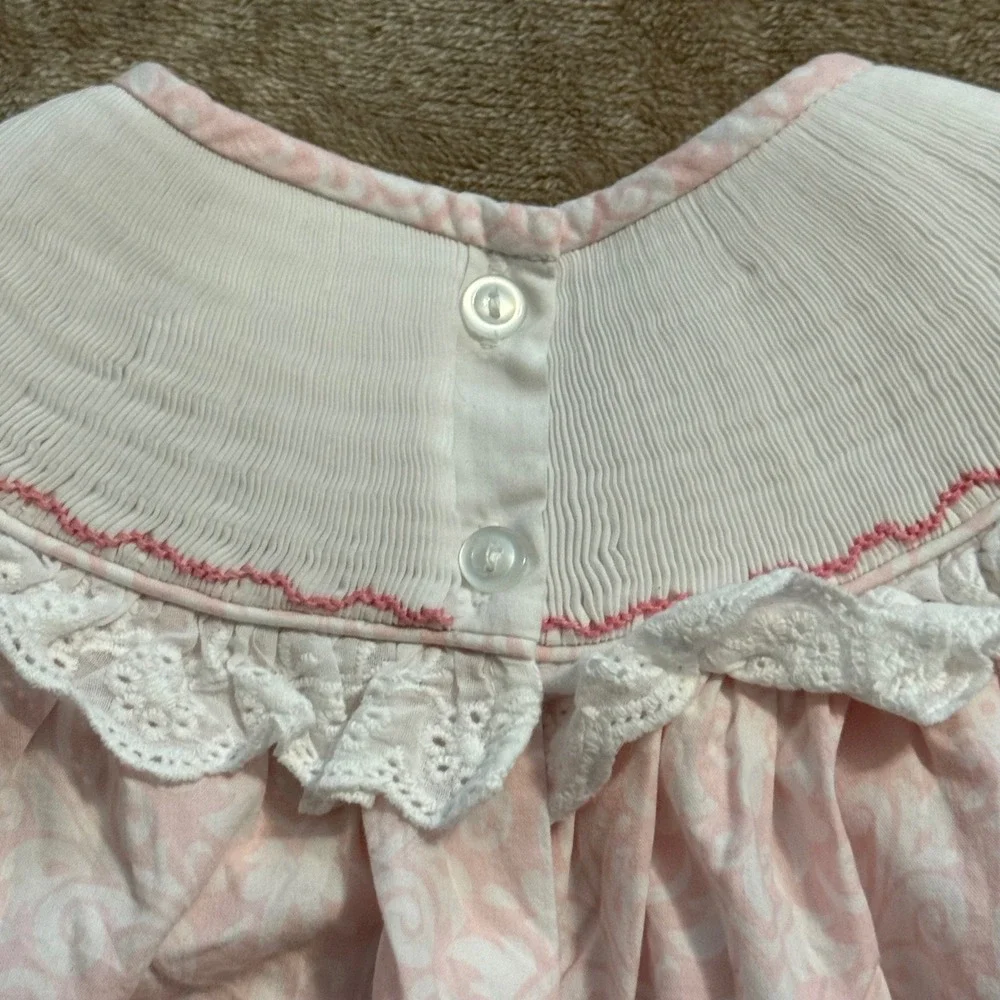 Banana Split Pink Smocked Bunny Easter Top and Bloomers Set 24M SM